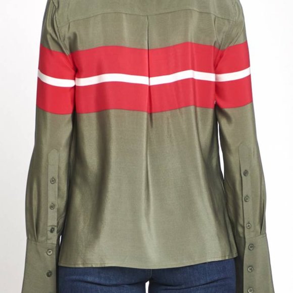 Equipment Green and Pink Striped Blouse - Picture 3 of 7